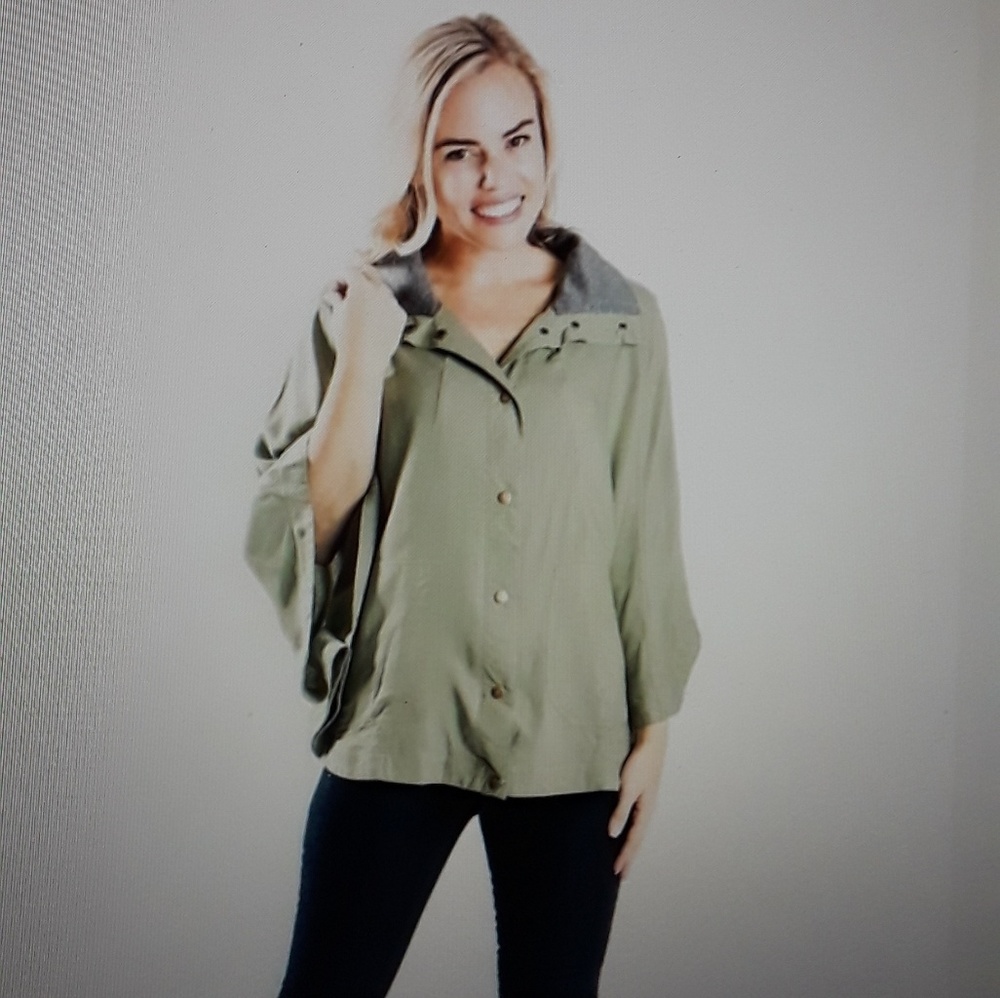 All For Color Olive Poncho Cape NWT - Picture 4 of 7